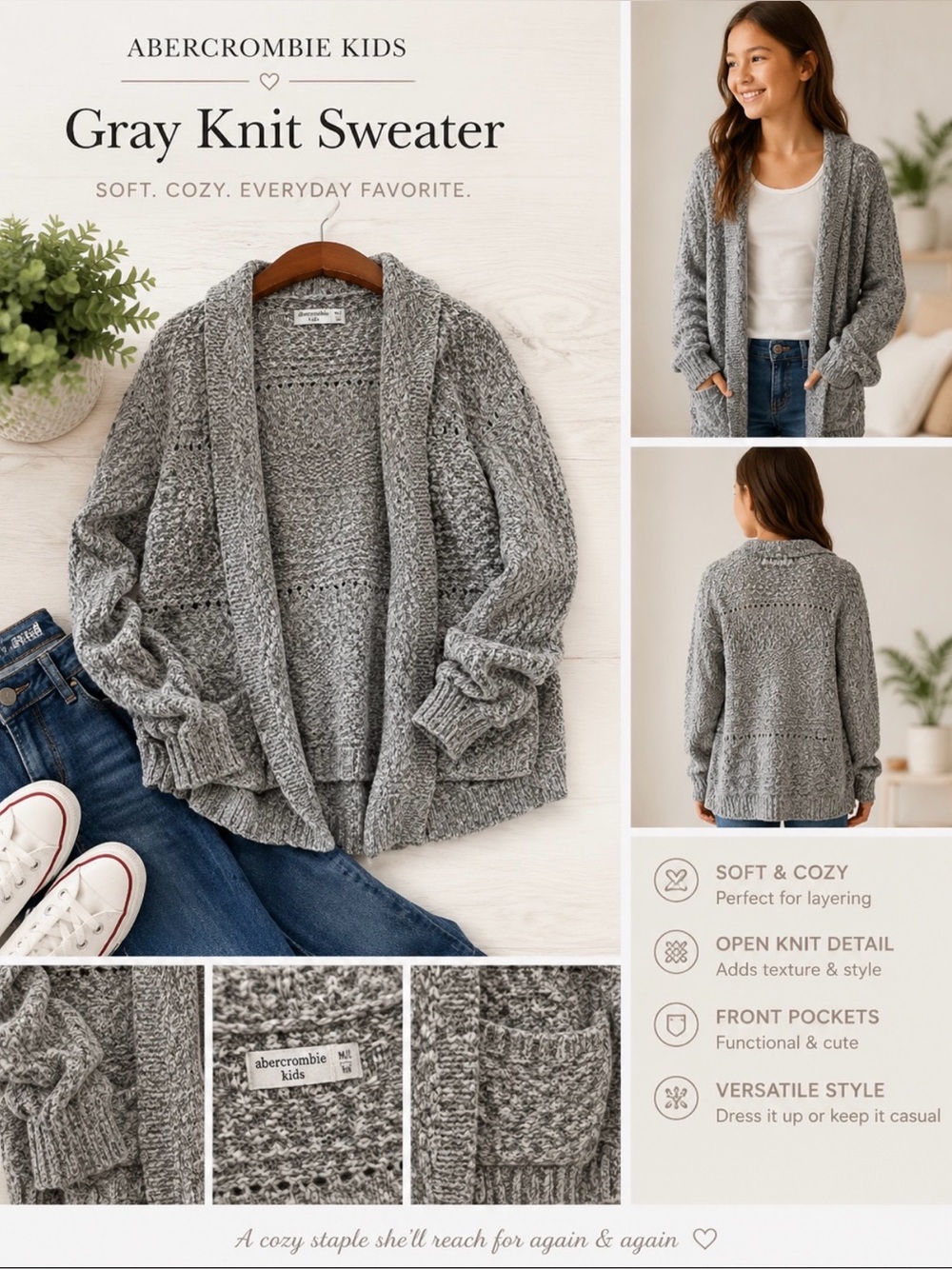 Abercrombie Kids Gray Knit Sweater